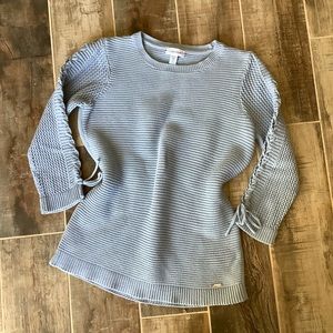Calvin Klein Light Blue Lace Up Knit Sweater